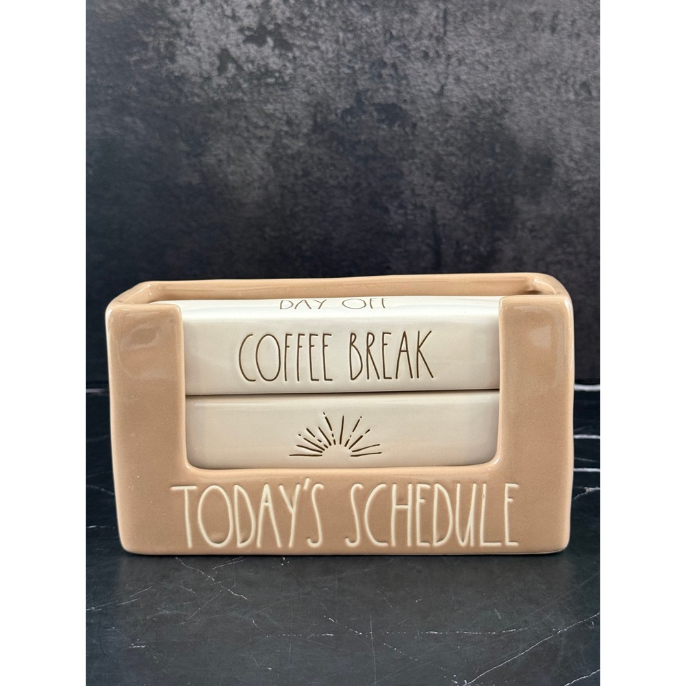 Rae Dunn Today's Schedule Ceramic Perpetual Desk Calendar 7X4 MINT!